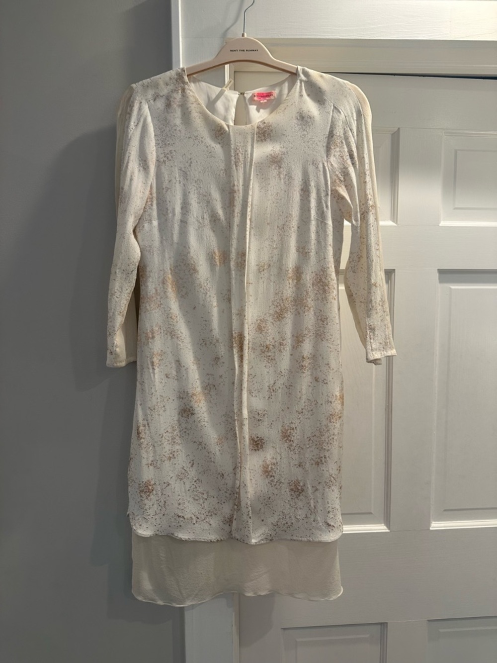 Ivory Long Sleeve Layered Dress Rebecca Taylor with Gold Speckle